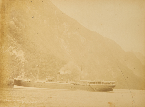 BURTON BROTHERS Three Pictures of the South Island by the Burton Brothers: Sailing Ship Tarawera in Wet Jacket Arm, Moke Lake, Acheron Passage From Front Island, Dusky Sound