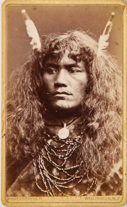 JAMES BRAGGE Unidentified Māori sitter with a moko kauae and feathers in hair