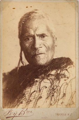 FOY BROTHERS A cabinet card Portrait of Rueti Watea, a rangatira (chief) and notable figure from the Thames/Auckland region