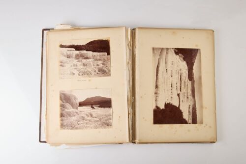 GEORGE D. VALENTINE 1885 New Zealand Grand Tour album documenting the journey from Tenerife, via Capetown. Photographs of New Zealand range from Russell to Invercargill, the Pink and White Terraces.