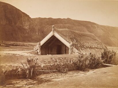 BURTON BROTHERS Hinemihi Meeting House after Tarawera Eruption, Te Wairoa 1886