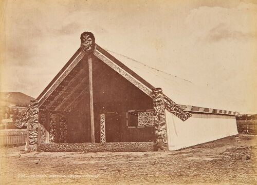 BURTON BROTHERS An Album Page Featuring Taipari's Meeting House in Thames and a Landscape of Mt Eden from Grafton School Auckland by the Burton Brothers