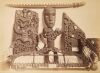 JOSIAH MARTIN Album Page Featuring a Study of Carved Objects Including a Putatara, Rou Kakahi and Patutu Pataka and a Study of a Kumete and Waka Huia by Josiah Martin
