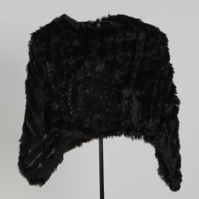 A Rabbit Fur Poncho (Black)