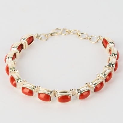 A Coral Sterling Silver Bracelet