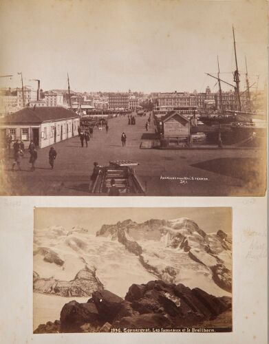JOSIAH MARTIN An Album Page Featuring Auckland From Mail Steamer by Josiah Martin with Gornergrat - Les lumenaux et le Breithorn and Josiah Martin's Lake Takapuna