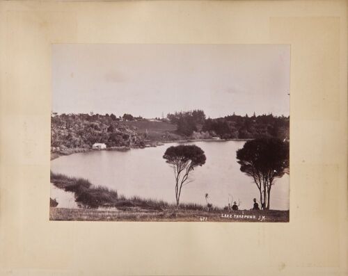 JOSIAH MARTIN An Album Page Featuring Lake Takapuna by Josiah Martin With Two Photographs of Hamburg, Germany