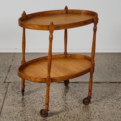 An Oak Oval Deco Style Drinks Cart circa 1920