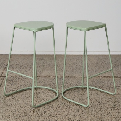 A Pair Of Mint Green Barstools