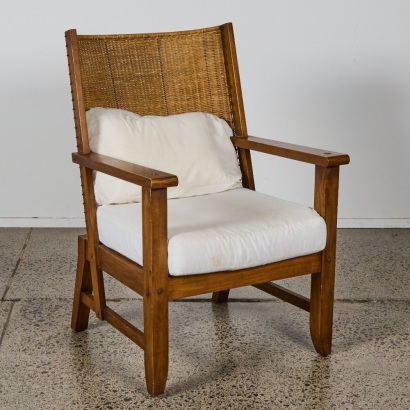 A Vintage Rattan-Back Armchair