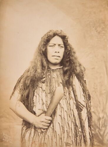 EDWARD SMALLWOOD RICHARDS Photograph of an Unknown Māori Woman with Patu