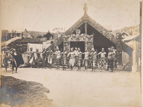 UNKNOWN PHOTOGRAPHER Haka Outside Te Rauru Meeting House, Whakarewarewa