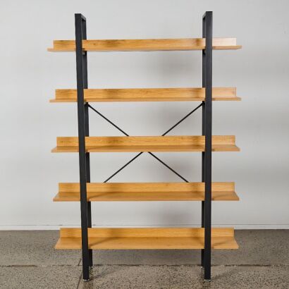 A Modern Timber and Metal Shelving Unit