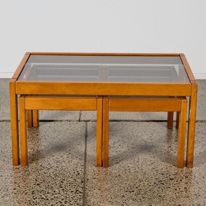 A Handmade Italian Coffee Table with Side Tables