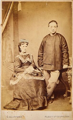 ROBERT CLIFFORD portrait of Chinese community leader, merchant and gold-dredger Choie Sew Hoy and Eliza Ann Prescott.