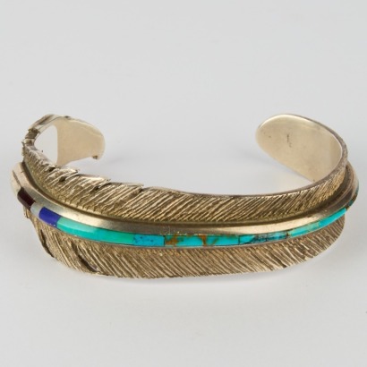 A Mike Little Elk Silver Cuff with 14K Gold Inclusions