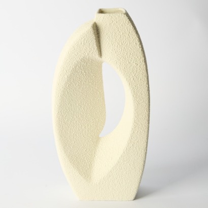 A White Textured Mid Century Style Vase