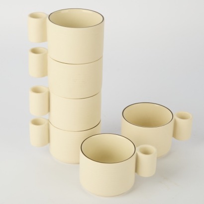 A Set of Six Italian Mugs by Ambrogio Pozzi, 1970s