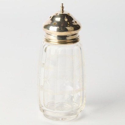 A Sterling Silver & Cut Crystal Shaker, London 1906