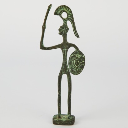 A Mid-Century Etruscan Design Bronze Warrior Figure