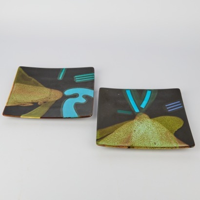 A Pair of Brian Gartside Square Plates