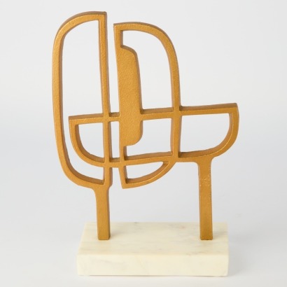 A Modernist Abstract aluminium and Marble Sculpture