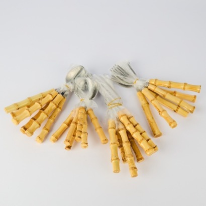 A Set of Bamboo-Handled Cutlery, 24 Pieces
