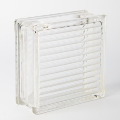 A Ribbed Square Glass Brick Vase