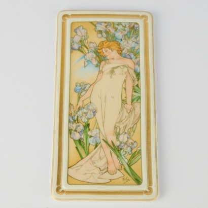 An Alfons Mucha 'Die Blumen' Plaque, Hutschenreuther, Germany