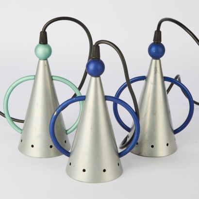 Three Post Modern Lampadari Memphis Pendants, Italy