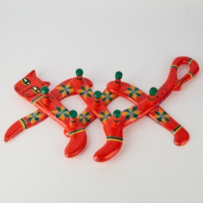A Folk Art Cat Coat Rack