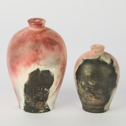 A Pair of Sally Gill Raku Vessels