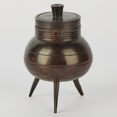 A Miniature Ebonised Wood Treen