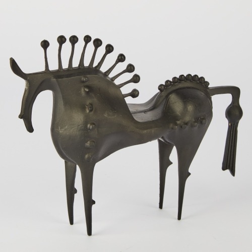 A Black Metal Abstract Horse Ornament