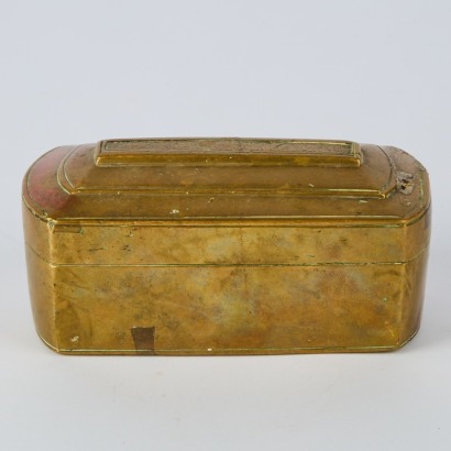 An Antique Brass Inkwell or Opium Box