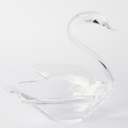 A Mid-Century Vannes-le-Chatel Crystal Swan Trinket Dish