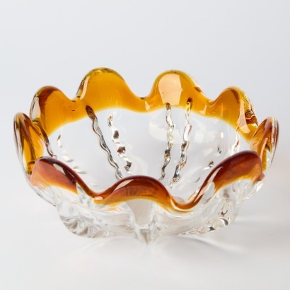 A Vintage Amber Tip Glass Bowl