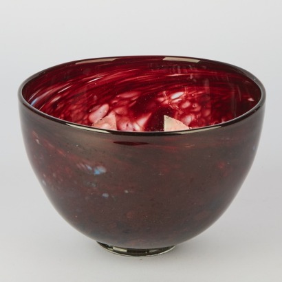 A Vintage Deep Purple Handblown Speckled Glass Bowl