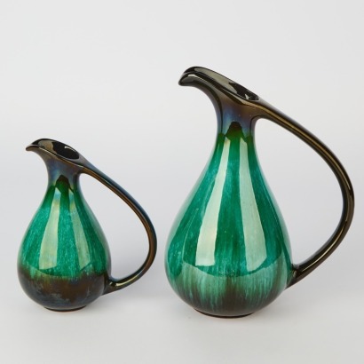 A Pair of Blue Mountain Ewer Jugs