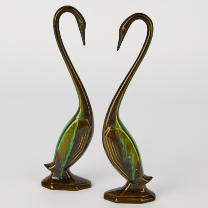 A Pair of Vintage Swan Ornaments