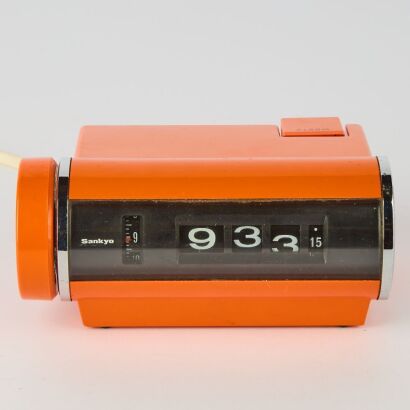 A Vintage Orange Sankyo Flip Alarm Clock, 1970s