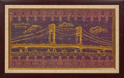A Palenbang Harbour Framed Textile