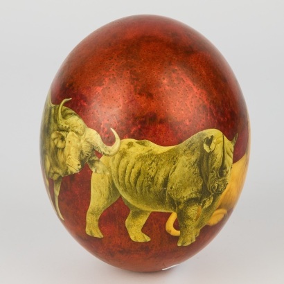 A Hand-decorated South African Ostrich Egg