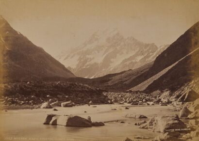 BURTON BROTHERS Four photographs of the West Coast, Mt. Cook, Kelly's Creek and Balclutha Railway Bridge by the Burton Brothers and Otira Gorge by Daniel Mundy