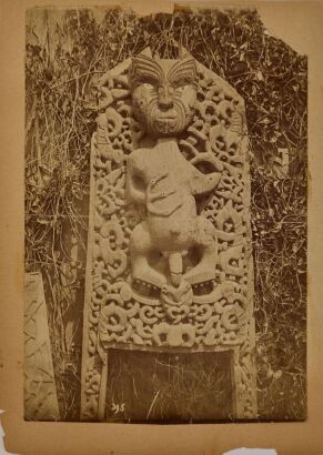 PULMAN'S PHOTOGRAPHIC STUDIO Two images of impressive carving. A carved doorway to a pātaka, and two waka hui