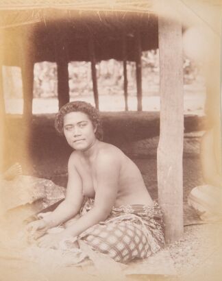 JOSIAH MARTIN A Portrait of a Samoan Woman Weaving