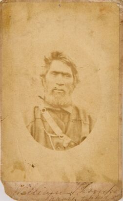 UNKNOWN PHOTOGRAPHER A portrait of Wiremu Tamihana Tarapipipi Te Waharoa, known as the "Kingmaker" for his instrumental rolein establishing the Māori King Movement in the 1850's