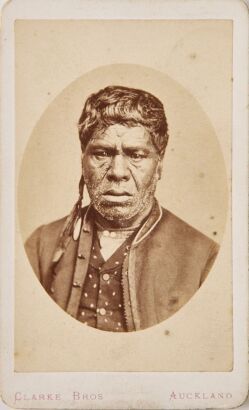 JOHN CROMBIE portrait of a Māori man with a moko, identified as possibly Ihaka Takamuni