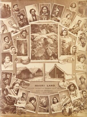 BURTON BROTHERS Māoriland. A composite photo print of Māori Portraits by the Burton Brothers