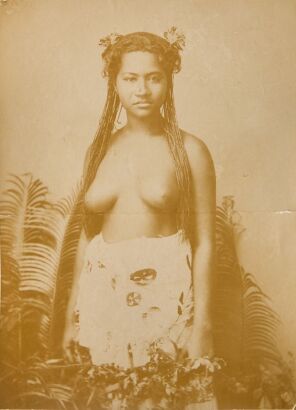 UNKNOWN PHOTOGRAPHER Two photographs of young Fijian woman
